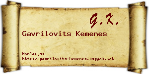 Gavrilovits Kemenes névjegykártya